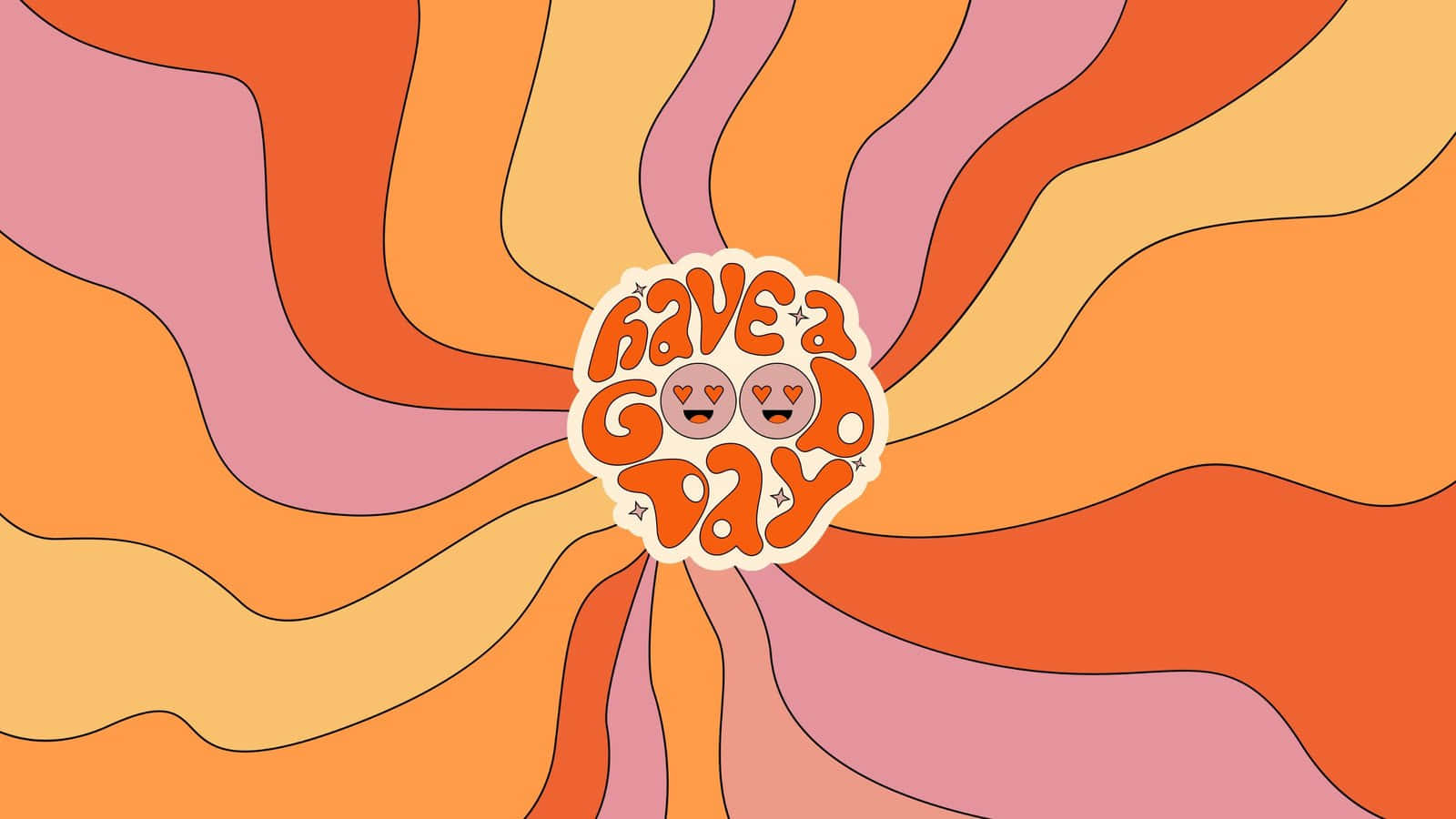 orange theme, retro waves, have a good day sticker, HD Desktop Wallpaper