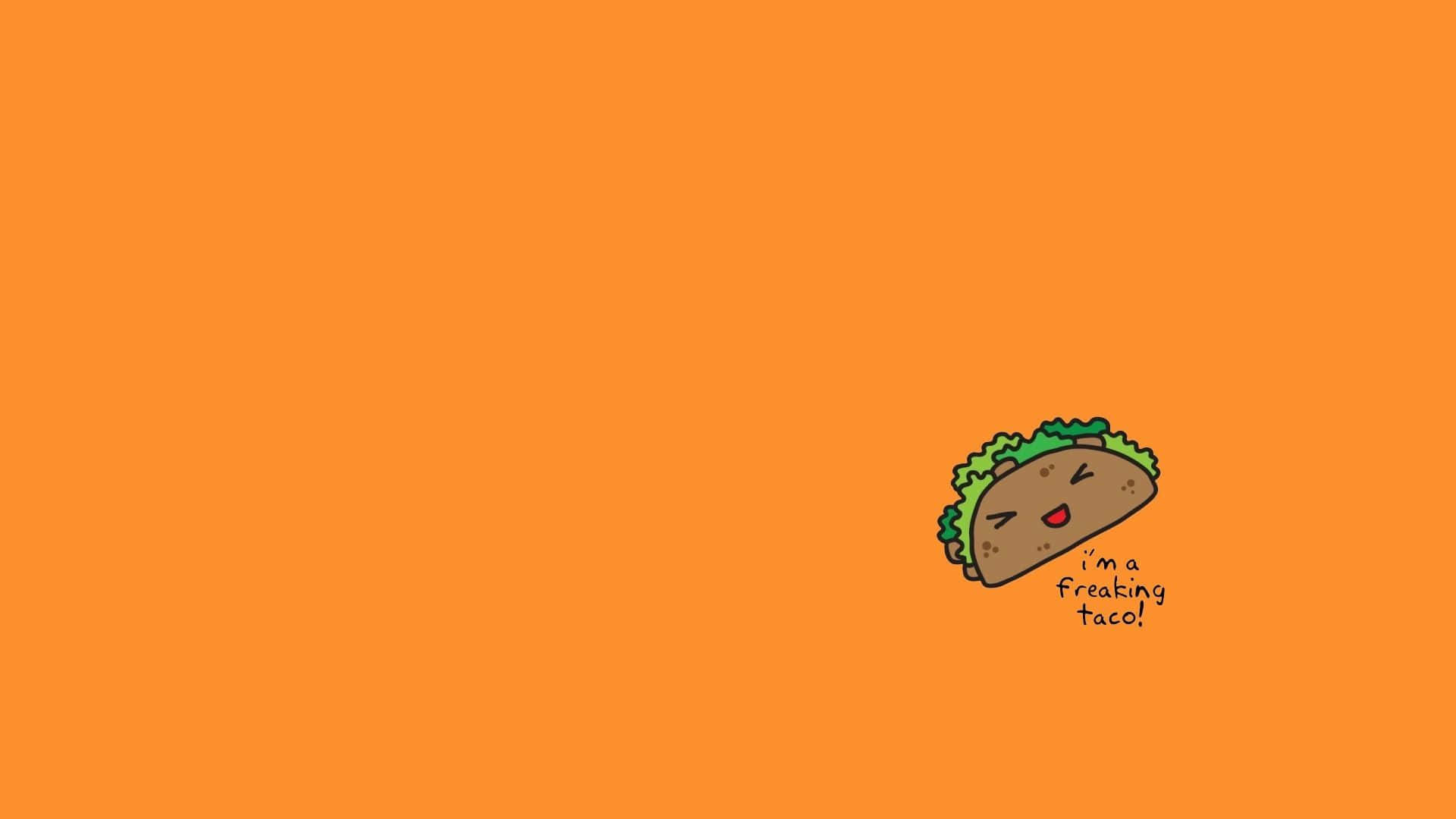 Orange Desktop, cartoon taco, wink, Full HD Desktop Wallpaper