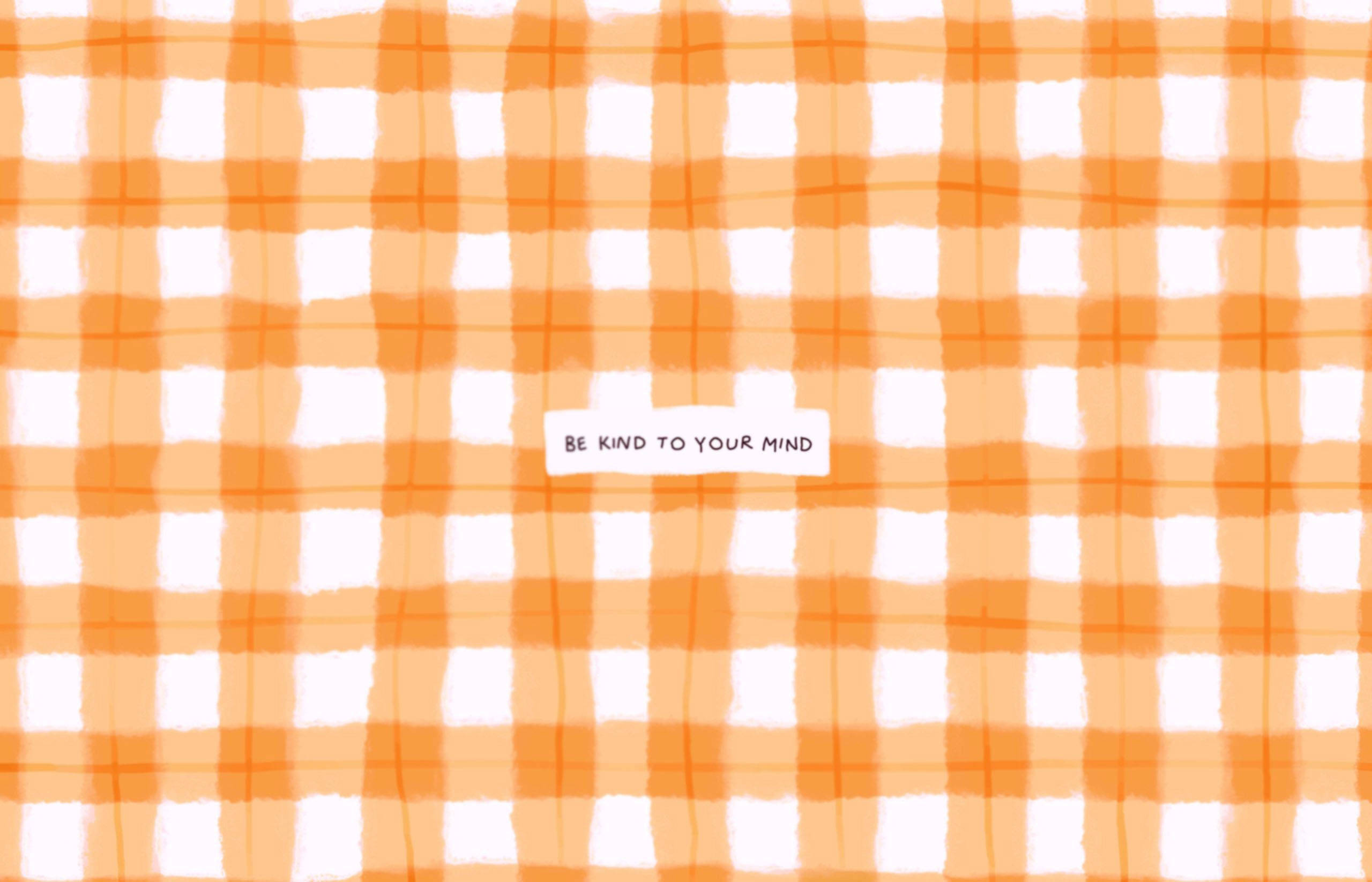orange, white, gingham pattern, 2K Desktop Wallpaper
