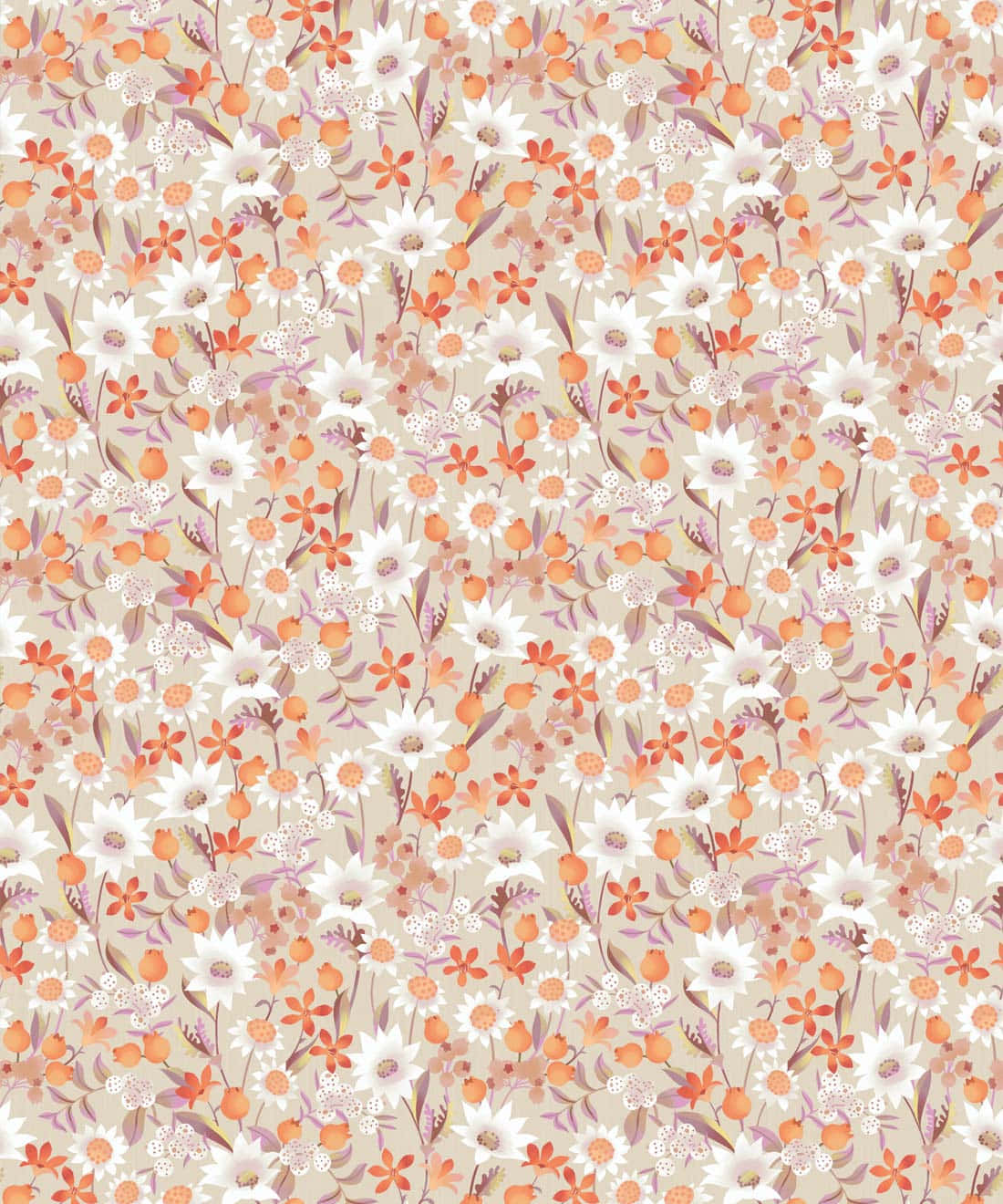 white daisies, orange blossoms, purple leaves, HD Phone Wallpaper
