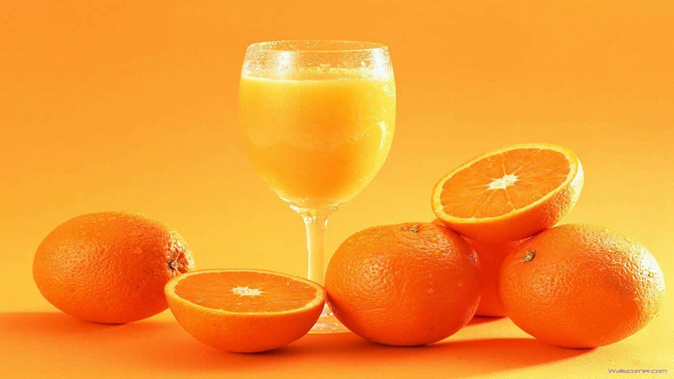 orange juice, whole oranges, sliced oranges, HD Desktop Wallpaper