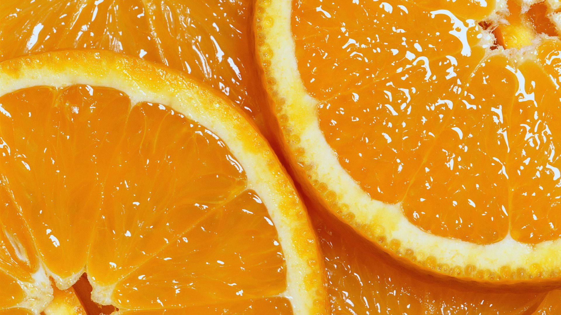 juicy orange fruit, vibrant orange slices, dewy droplets, Full HD Desktop Wallpaper
