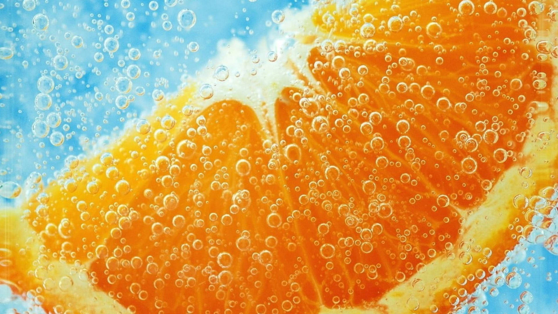 Orange Fruit, bubbles, sparkling water, Full HD Desktop Wallpaper