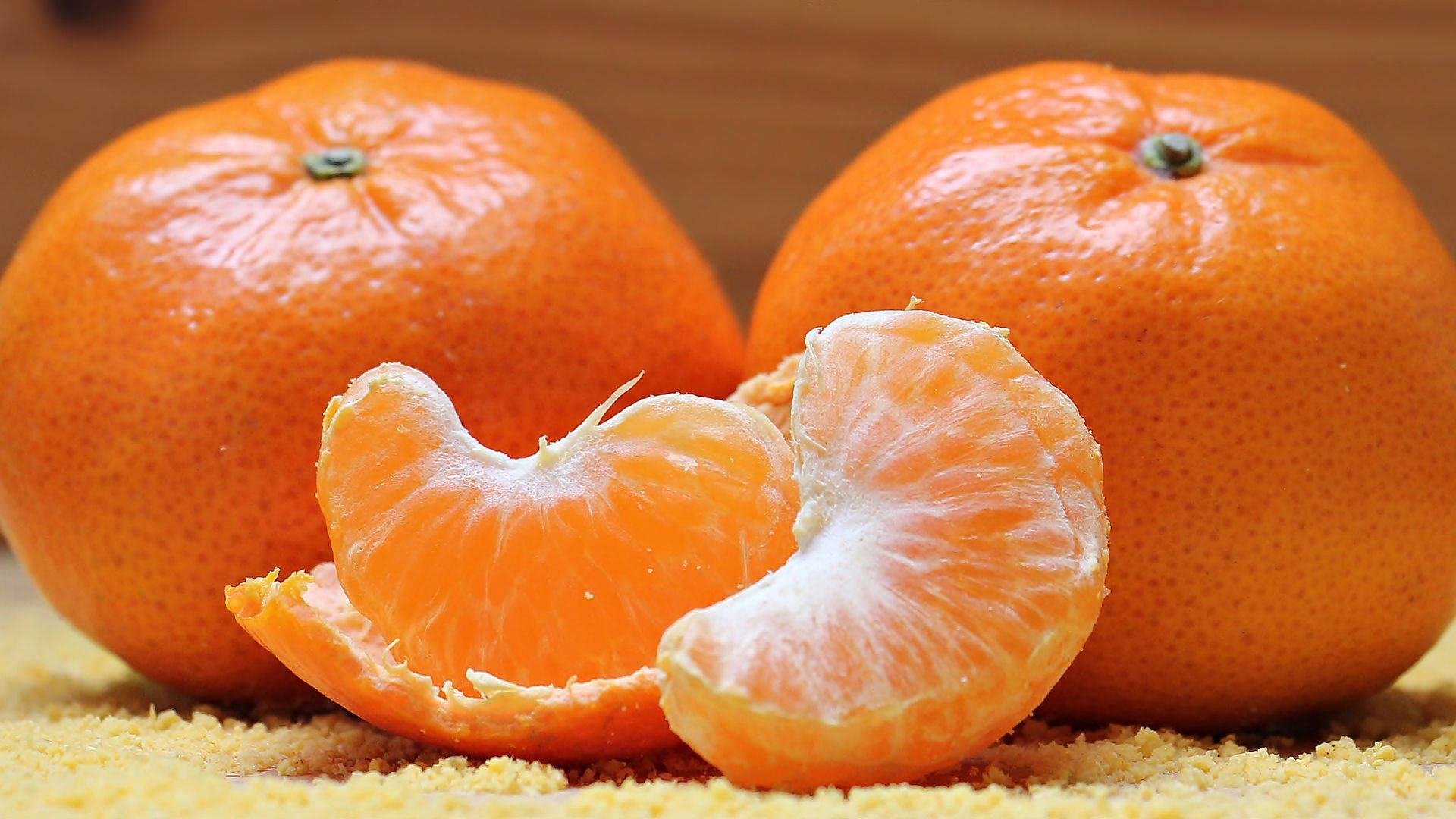 tangerines, peeled segments, orange zest, Full HD Desktop Wallpaper