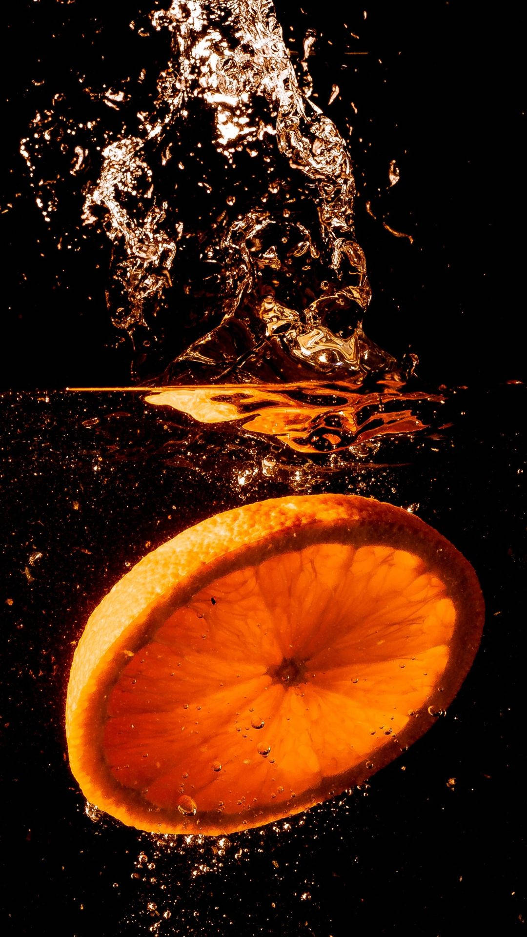 Orange Fruit, orange slice, water, Full HD Phone Wallpaper