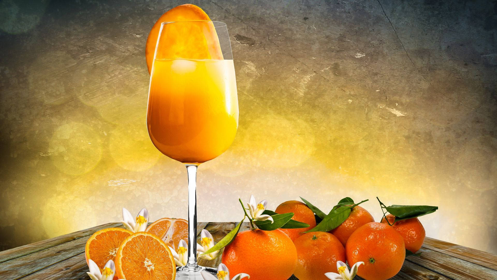orange juice, ice, citrus slice, Full HD Desktop Wallpaper
