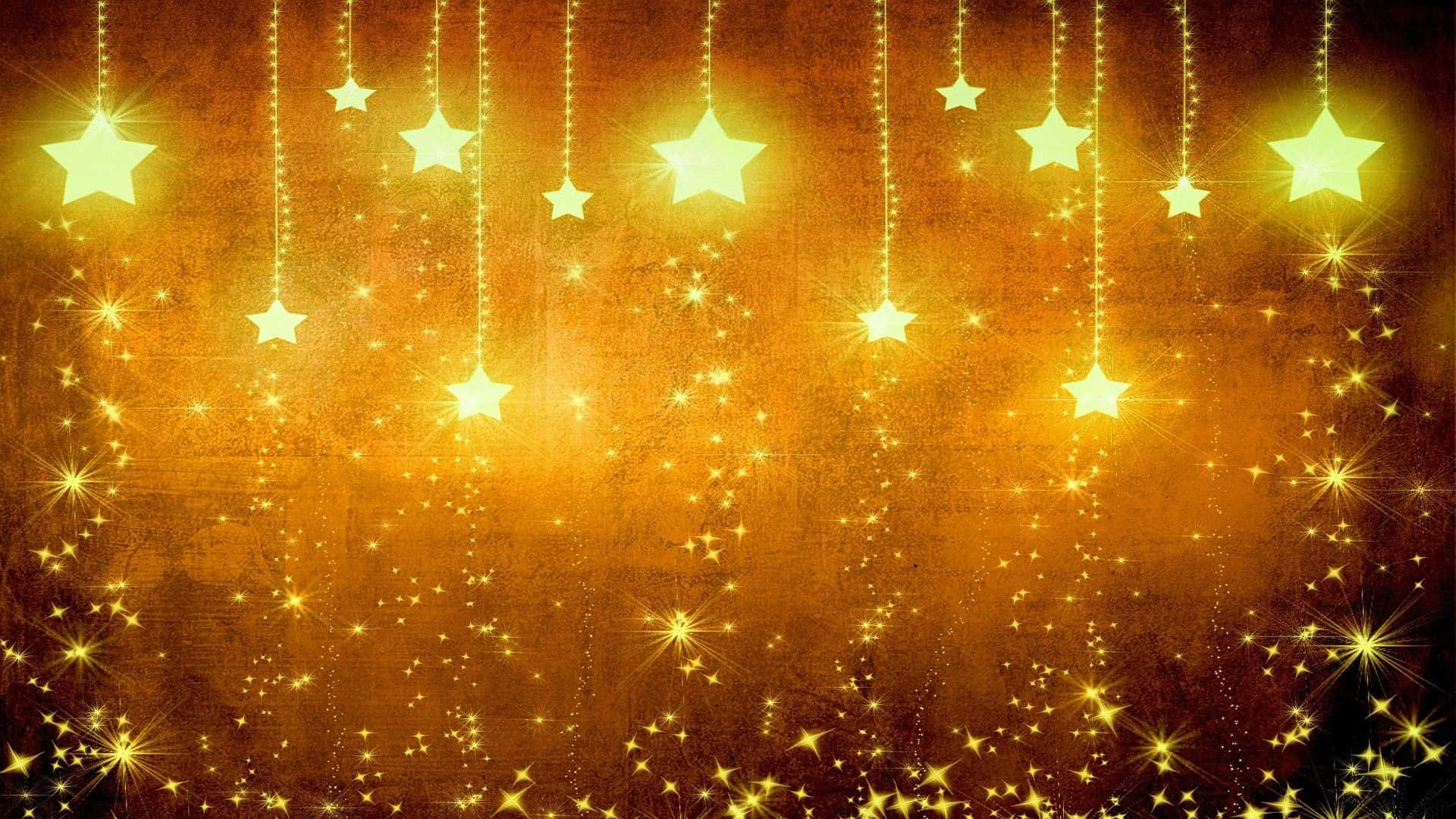 Orange Glitter, Yellow Star, Golden Stars, Full HD Desktop Wallpaper