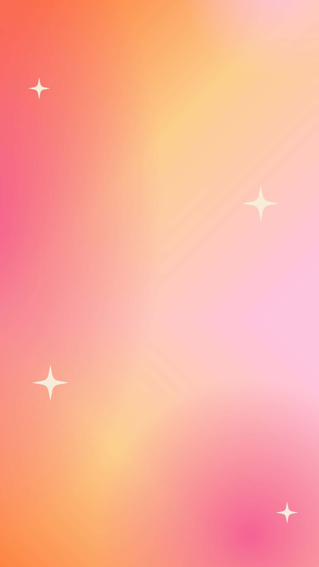 pink orange gradient, yellow, white star shapes, Full HD Phone Wallpaper