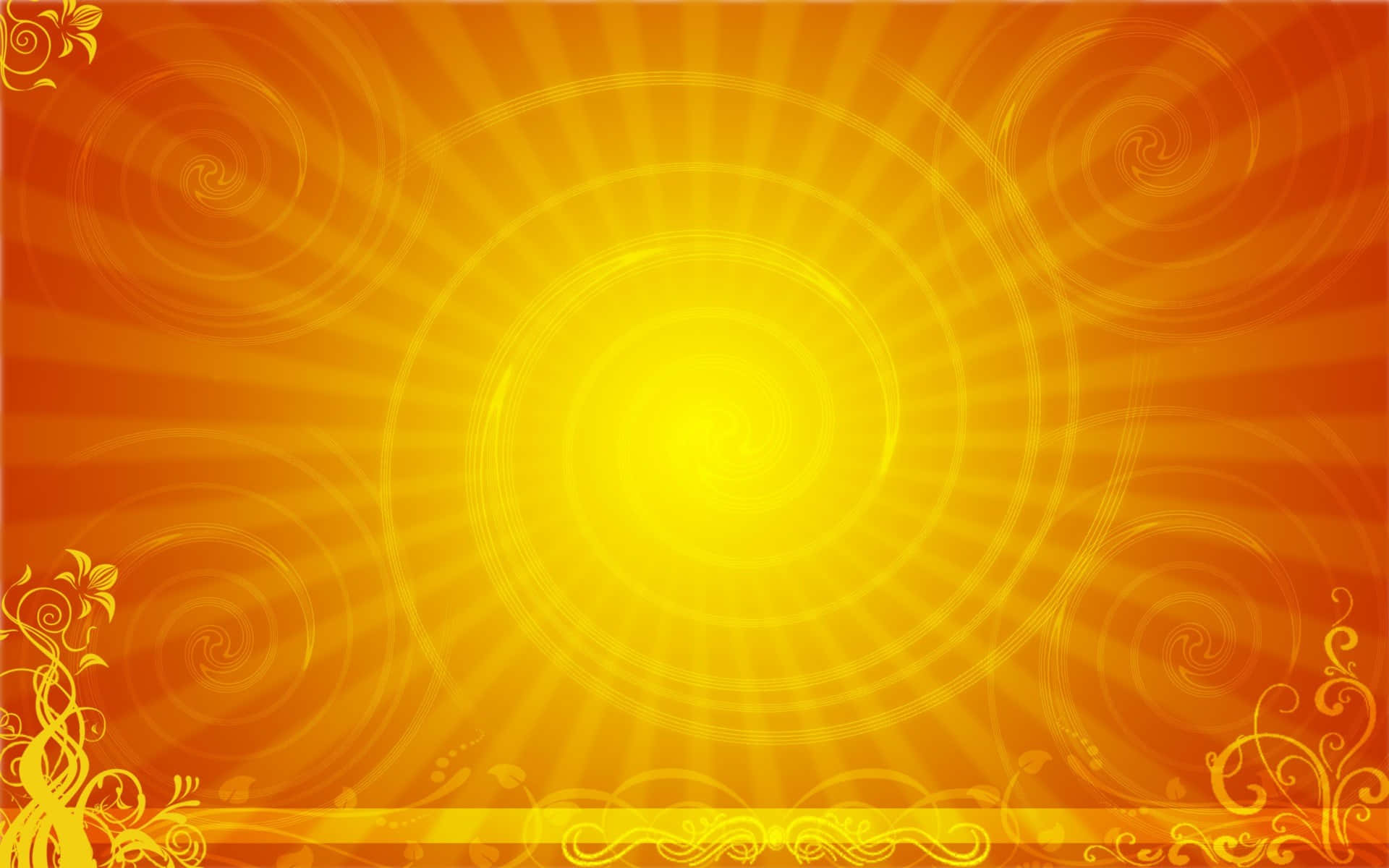 burnt orange, sunburst, floral patterns, Full HD Desktop Wallpaper