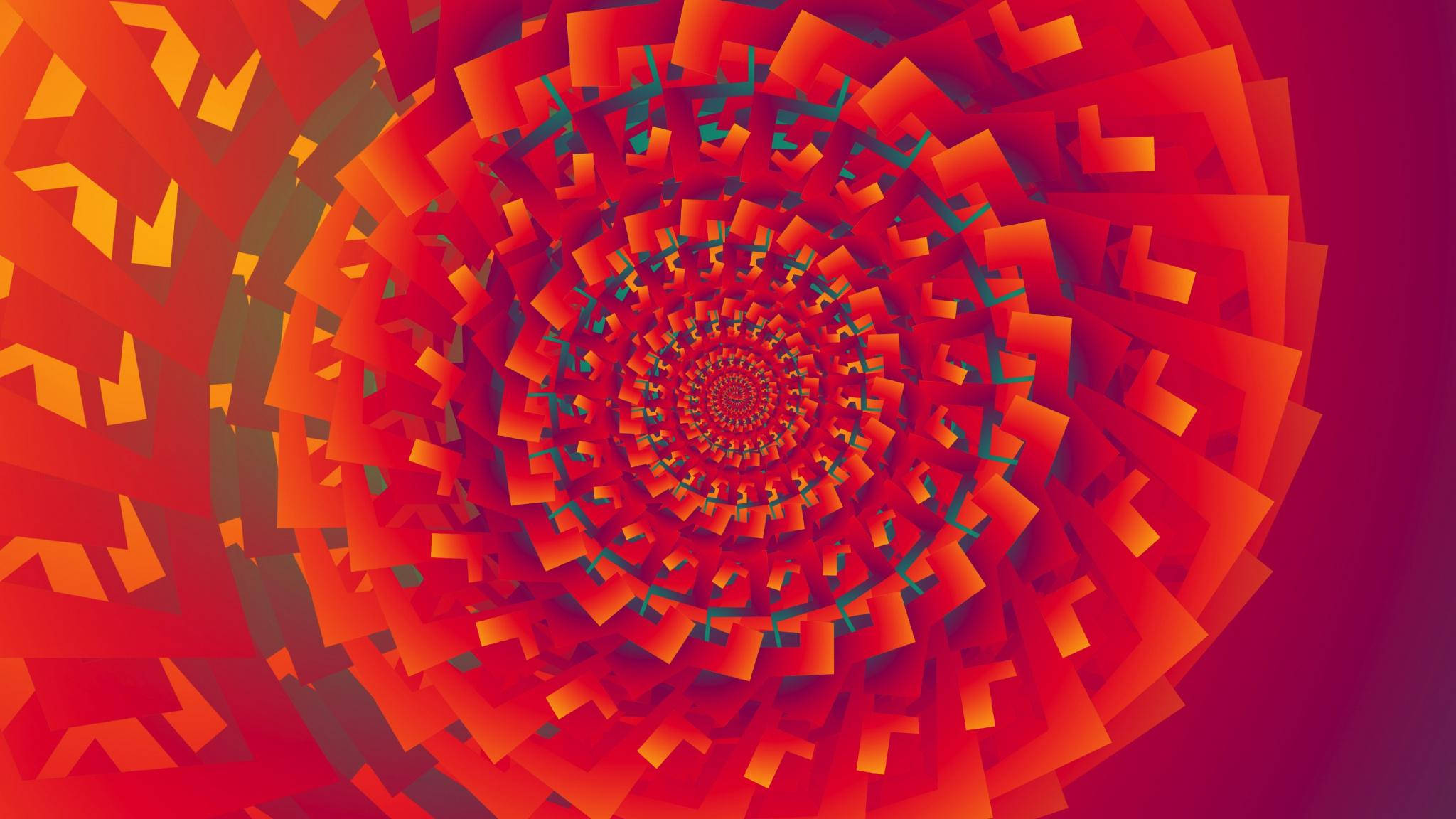 orange optical spiral art, red and orange geometric shapes, hypnotic center, Full HD Desktop Wallpaper