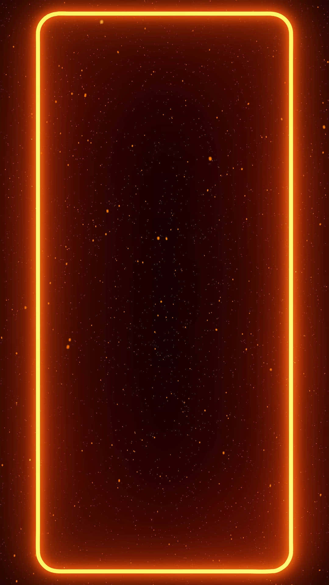 glowing orange neon frame, dark cosmic background, tiny stars, Full HD Phone Wallpaper
