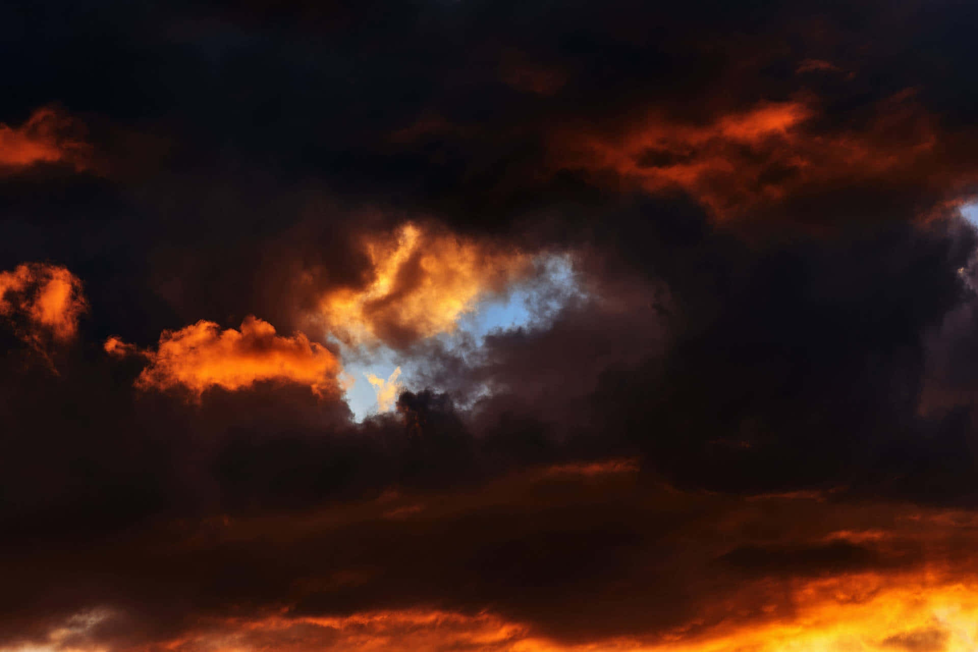 Fiery Sunset Cloudscape, fiery orange, glowing gold, Full HD Desktop Wallpaper