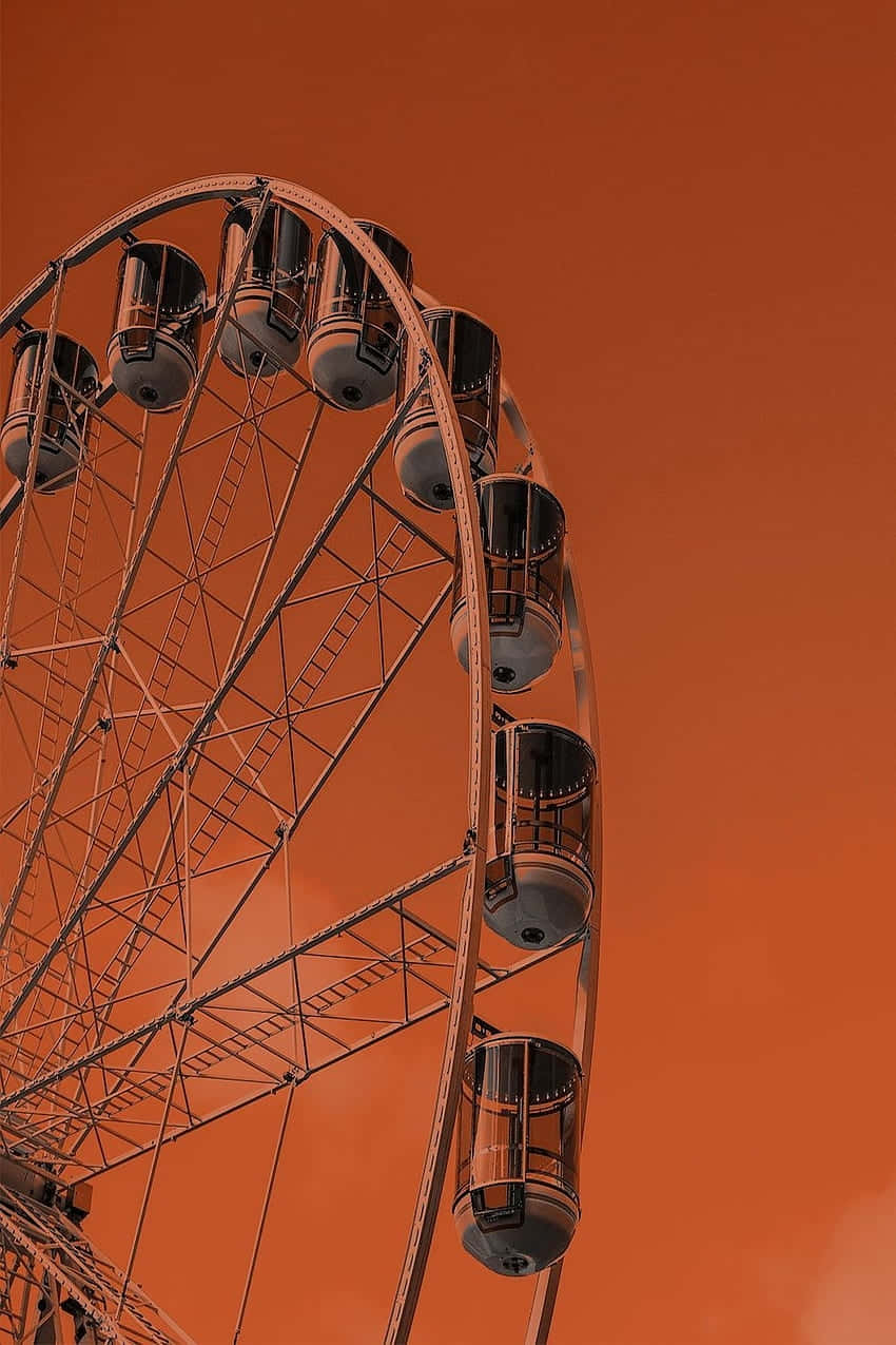 Orange Grunge Ferris Wheel Aesthetic, burnt orange sky, tall ferris wheel, SD Phone Wallpaper