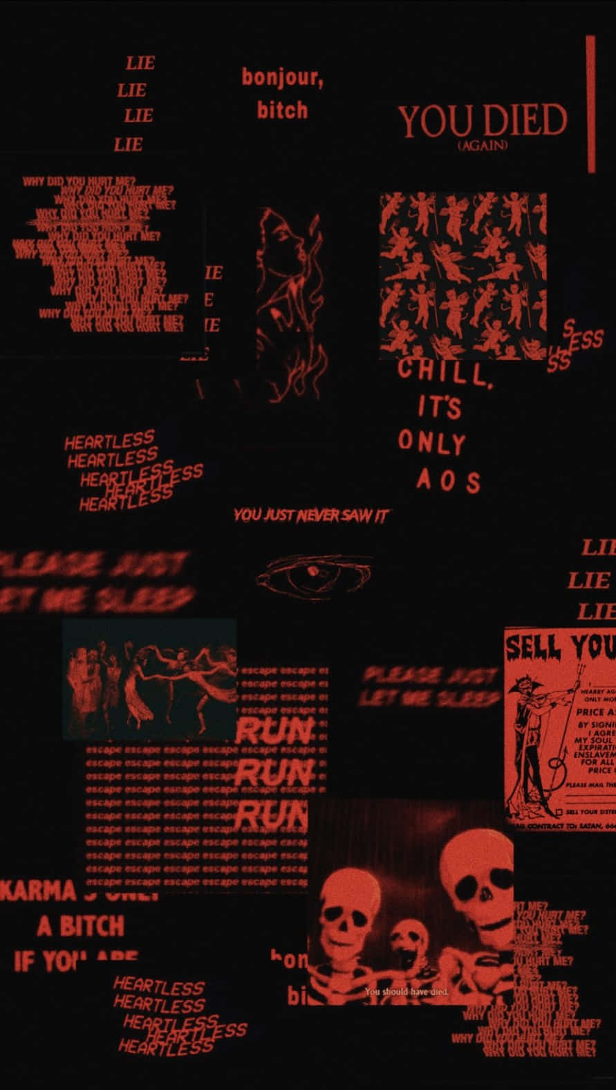 Orange Grunge Aesthetic, horror game text overlays, skulls, HD Phone Wallpaper