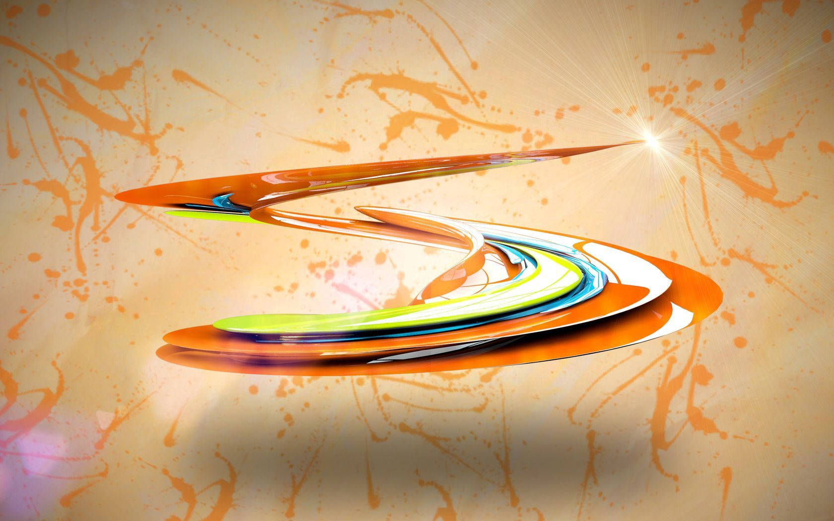 Icy Orange Abstract Art Piece, glossy rainbow colors, textured orange splatter background, HD Desktop Wallpaper