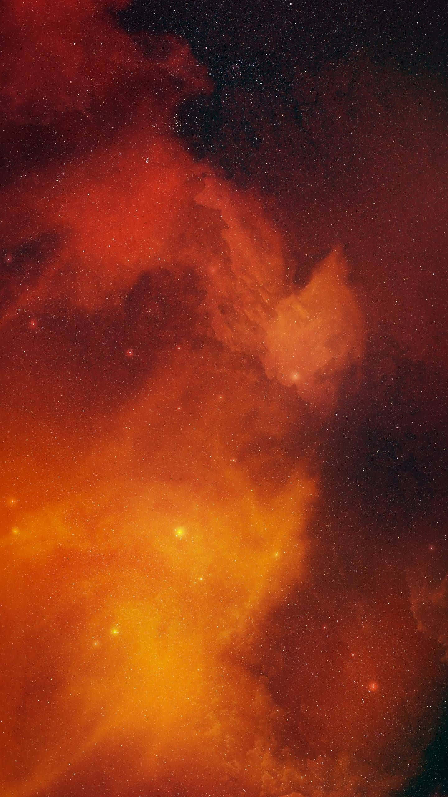 Cosmic Orange Nebula Aesthetic, vibrant orange, red cosmic clouds, 2K Phone Wallpaper