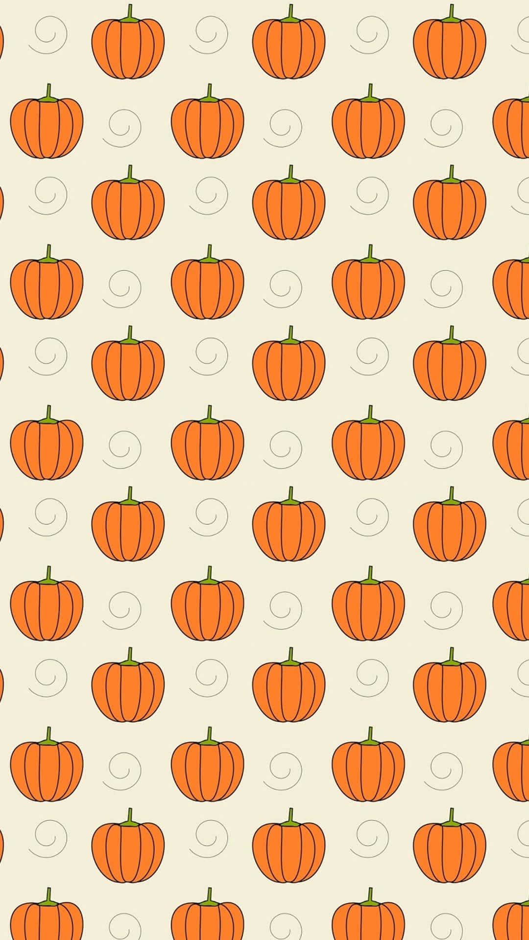 Orange Halloween, pumpkins, green stems, Full HD Phone Wallpaper