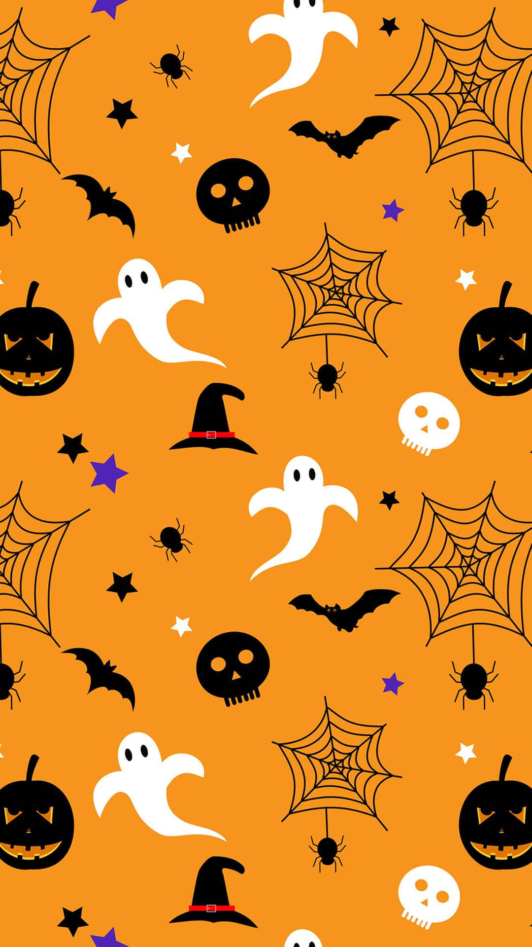 Orange Halloween, Halloween, ghosts, Full HD Phone Wallpaper