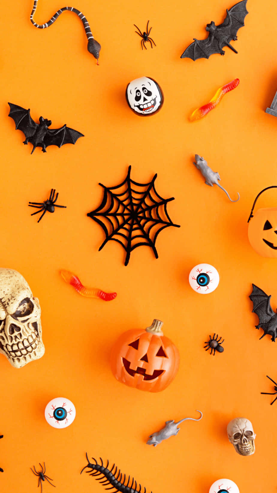 Orange Halloween, pumpkins, skulls, HD Phone Wallpaper