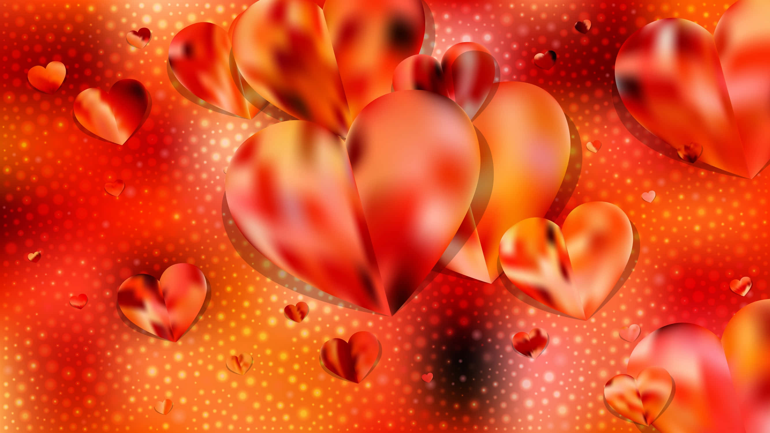 Orange Heart, glossy red, orange hearts, 2K Desktop Wallpaper