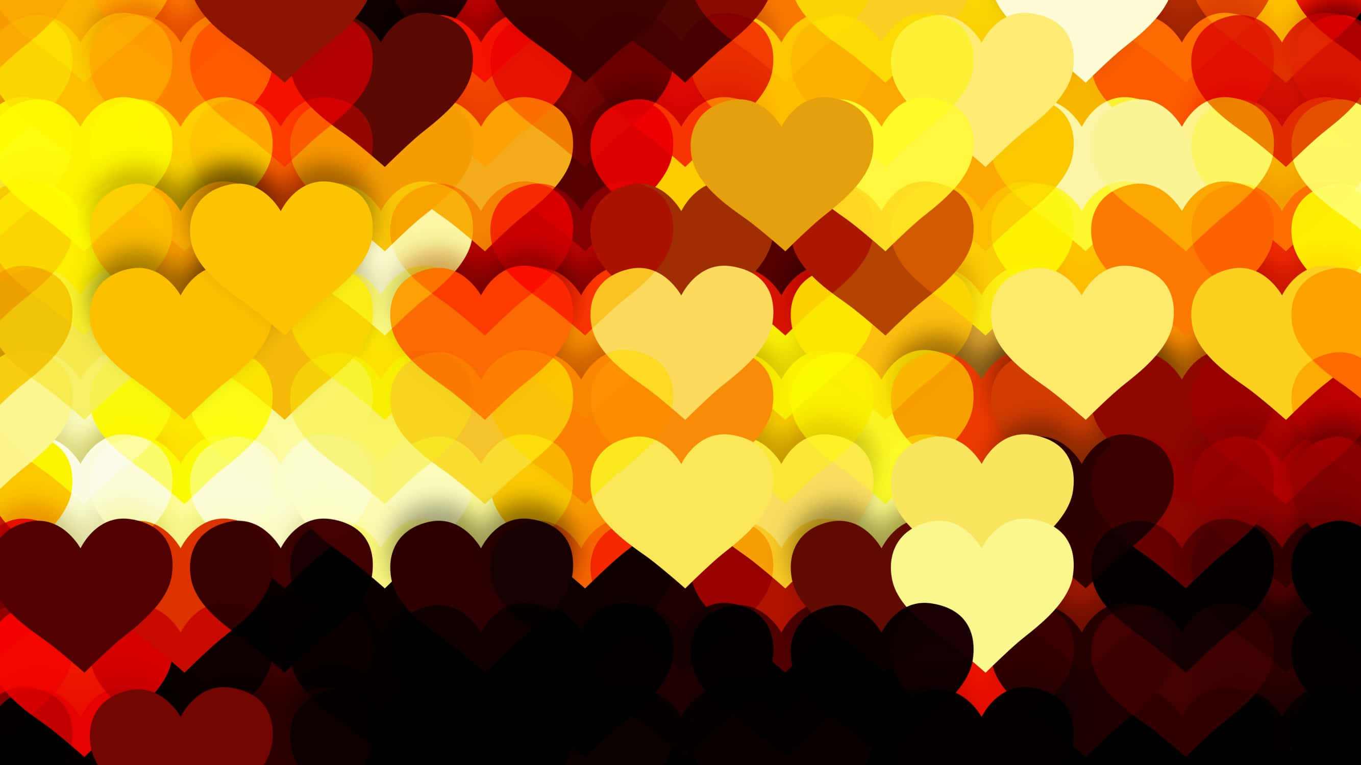 Orange Heart, warm reds, yellows, 2K Desktop Wallpaper