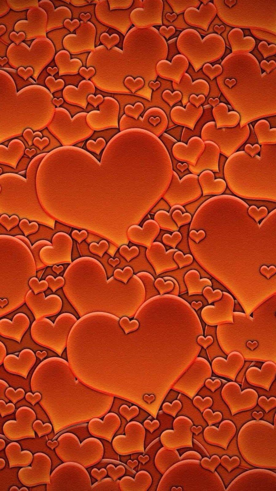 Orange Heart, glowing orange hearts, warm romantic texture, HD Phone Wallpaper