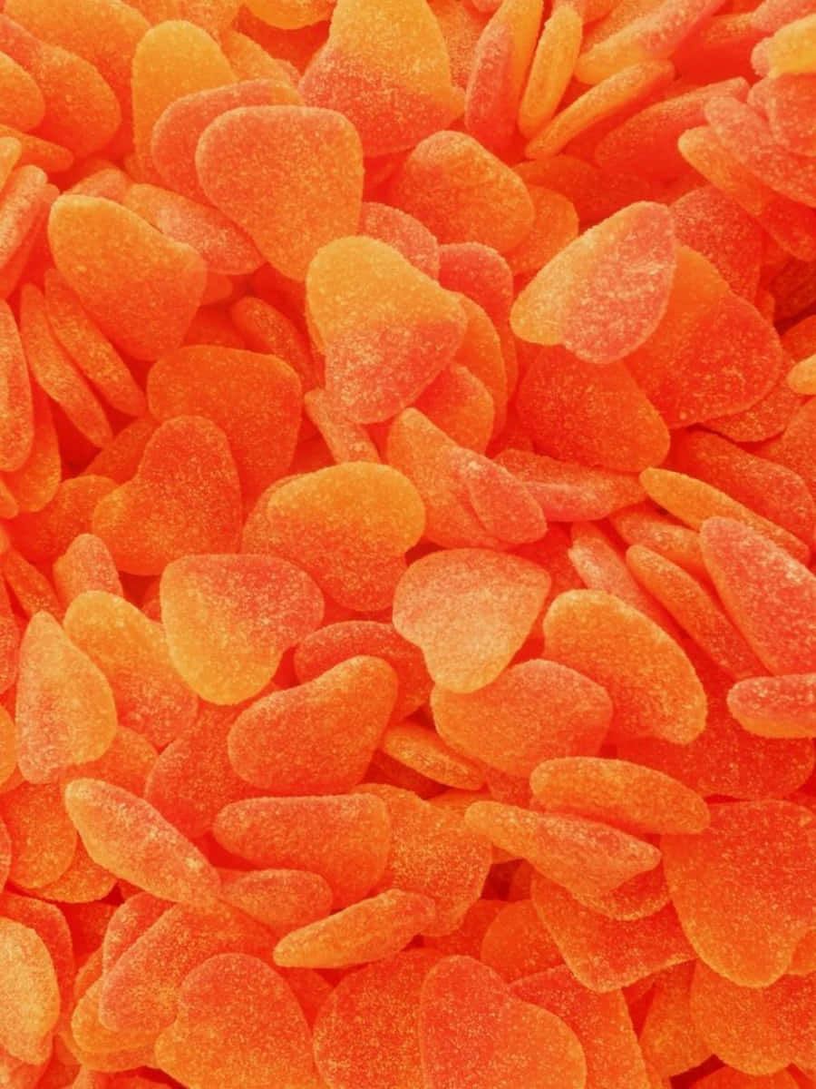 Orange Heart, gummy candies, sugar crystals, SD Phone Wallpaper