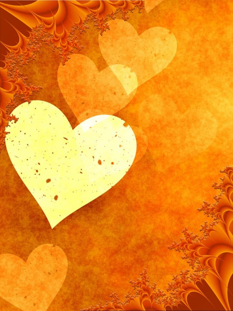 Orange Heart, vibrant orange, fractal wallpaper, SD Phone Wallpaper