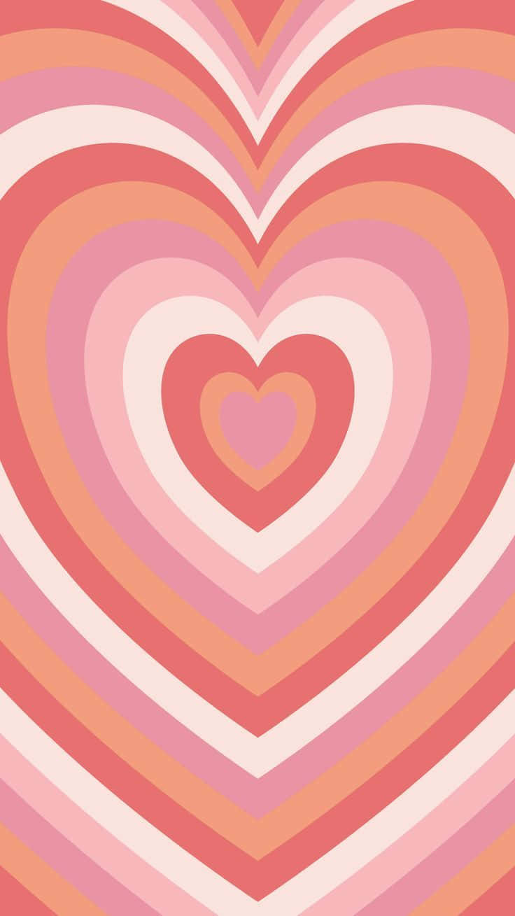 Pink Orange Heart Pattern, retro wallpaper, concentric hearts, HD Phone Wallpaper