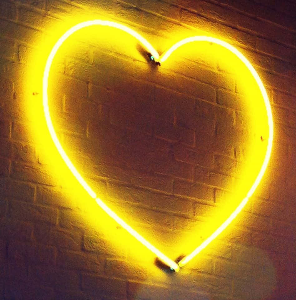 Orange Heart, neon heart sign, glowing yellow, SD Phone Wallpaper
