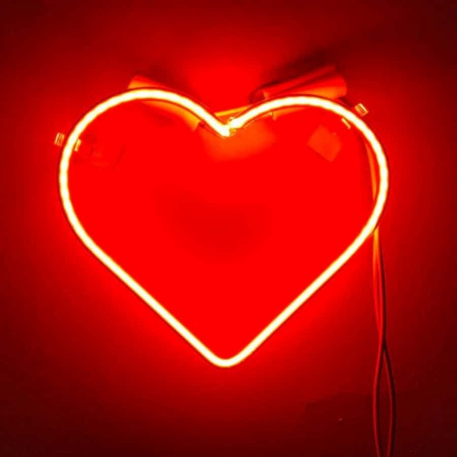 Orange Heart, neon heart sign, glowing red, SD Desktop Wallpaper