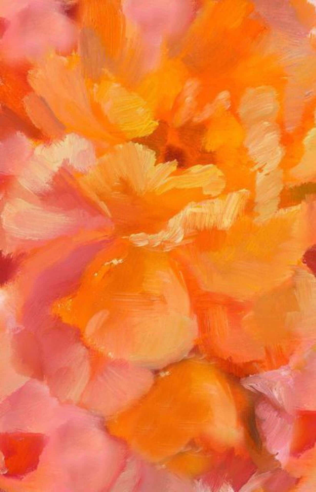 Orange iPhone, vibrant abstract floral painting, bold orange, Full HD Phone Wallpaper