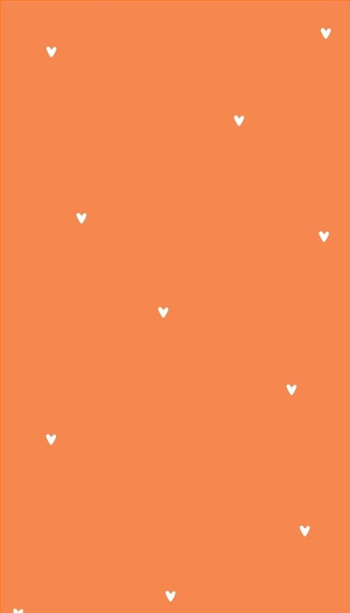 orange aesthetic phone, minimalist orange background, small white heart shapes, SD Phone Wallpaper