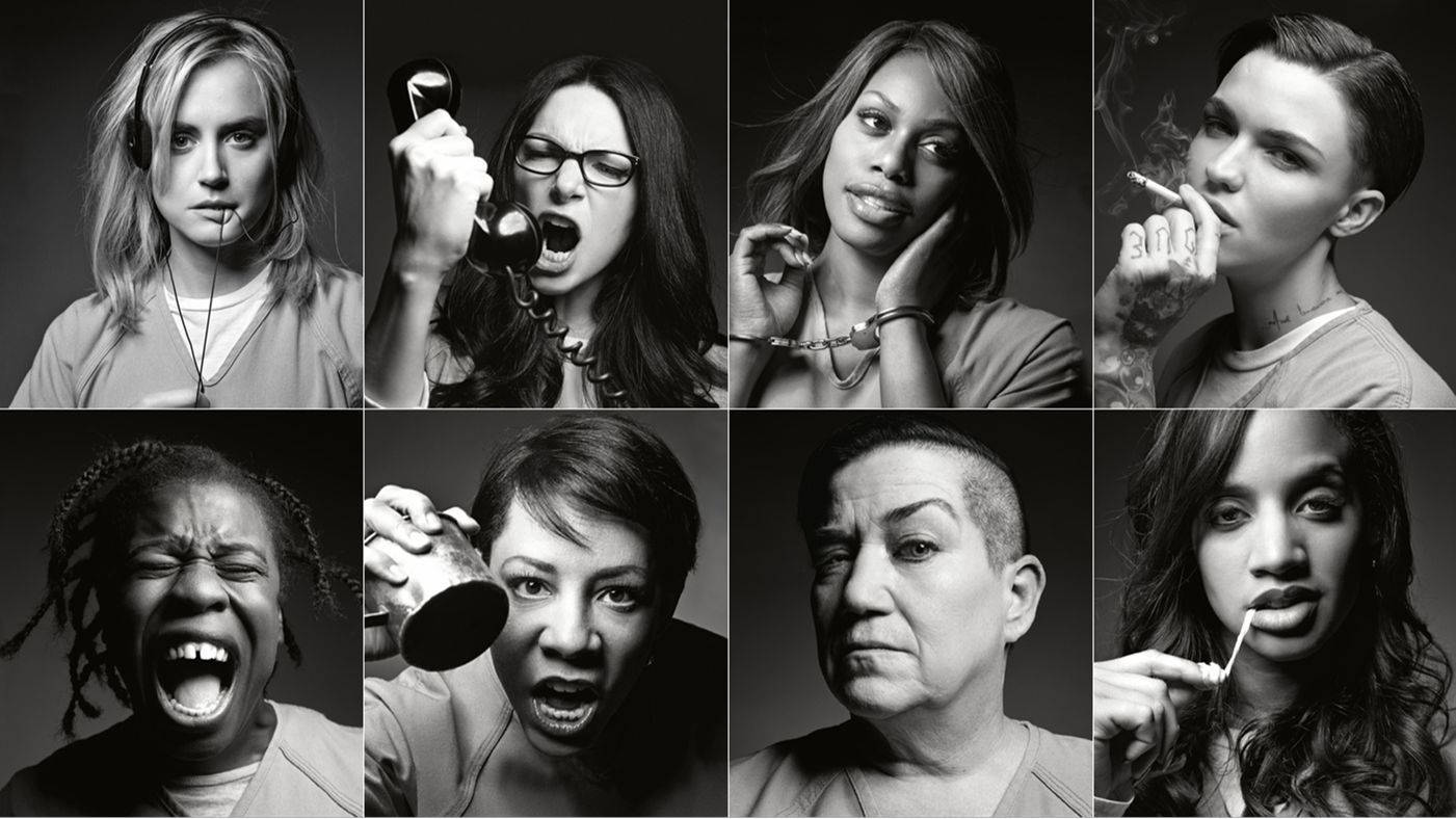 Orange is the new black, characters, black and white portraits, HD Desktop Wallpaper