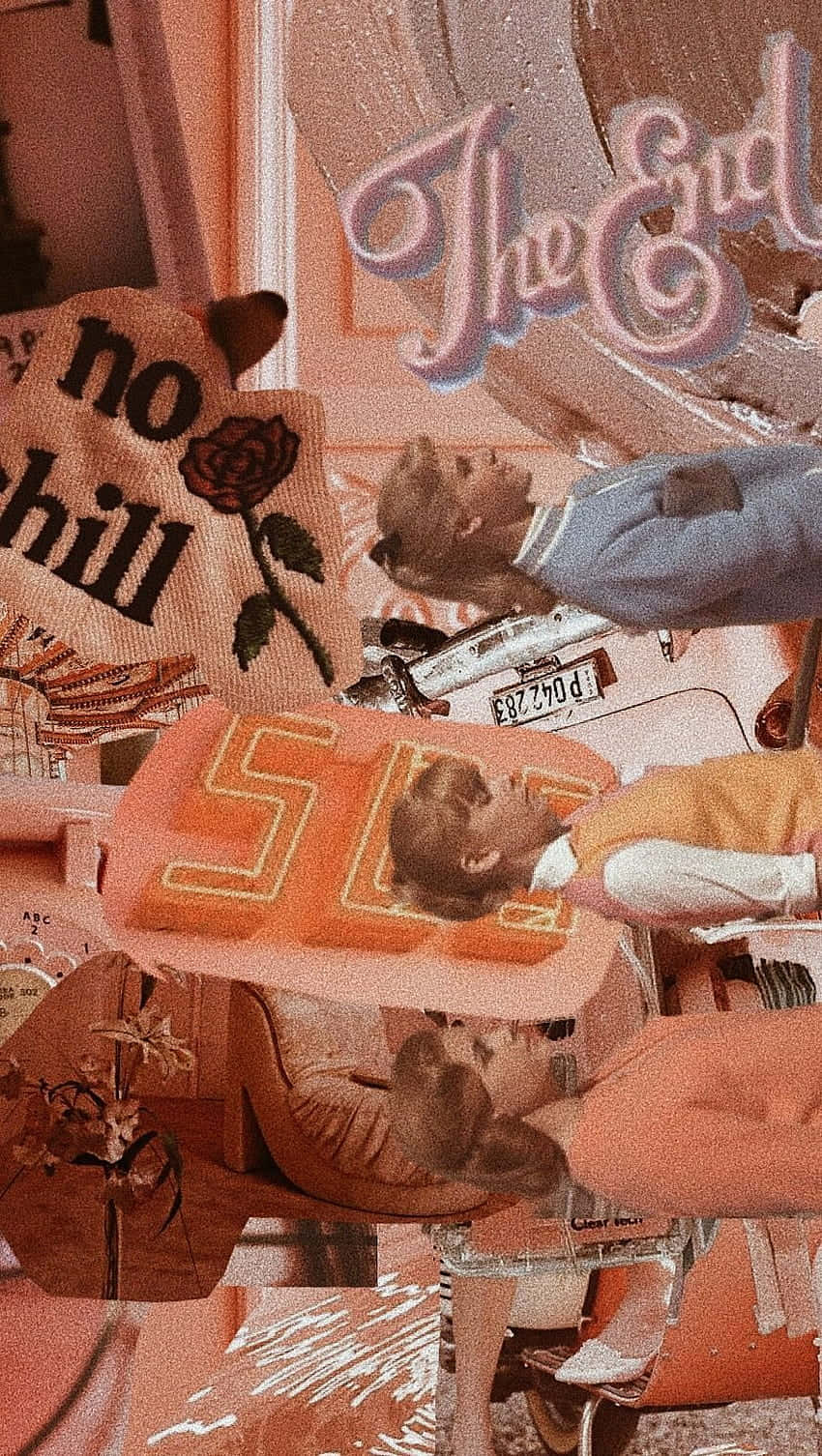 orange peach aesthetic, vibrant tones of orange and peach, surreal collage, HD Phone Wallpaper