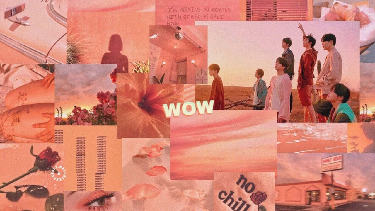 Orange Peach Aesthetic, pink-toned, youthful moments, HD Desktop Wallpaper