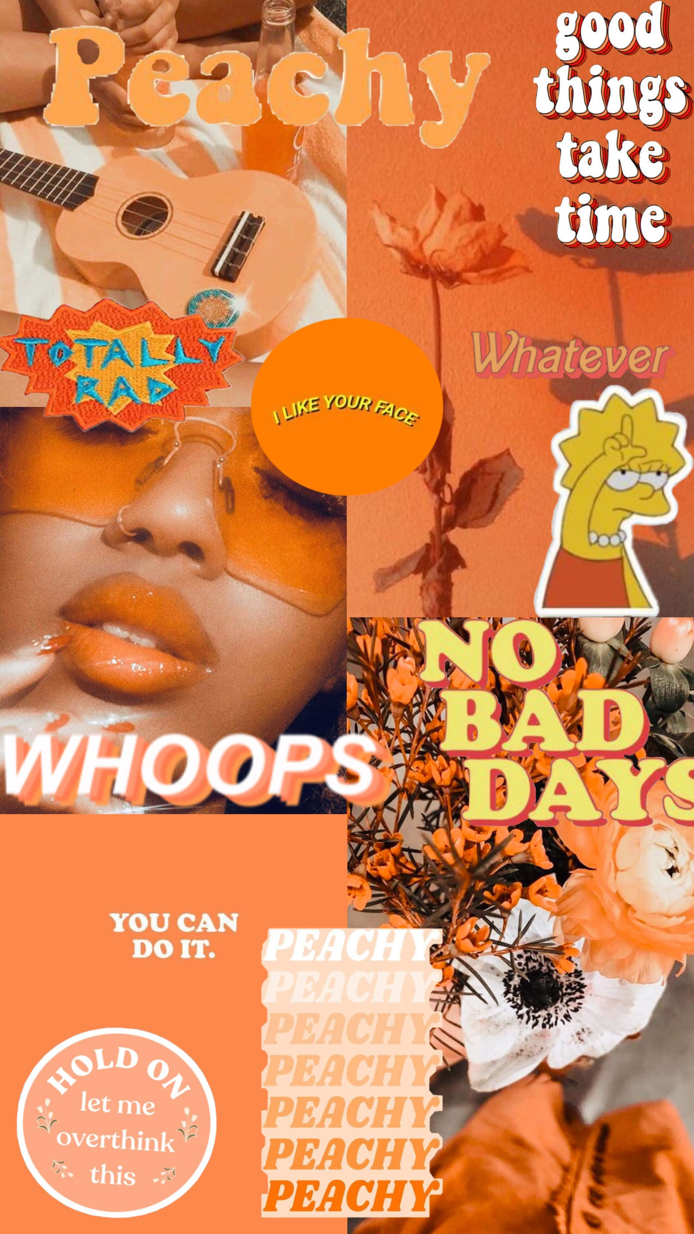 orange peach aesthetic, peach-toned, orange lips, 4K Phone Wallpaper