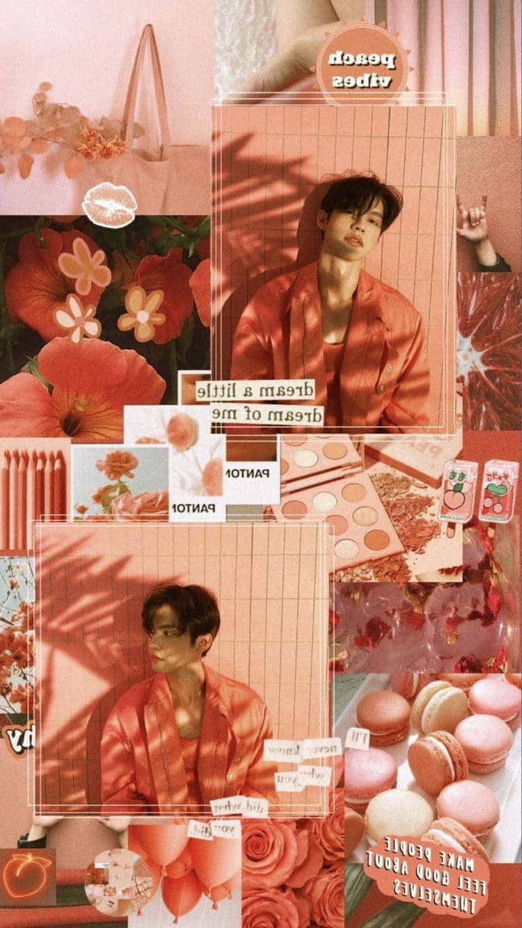 orange peach aesthetic, peach-toned, young man, HD Phone Wallpaper