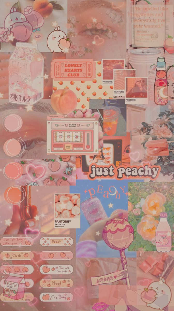 orange peach aesthetic, peach-toned, cute anime characters, SD Phone Wallpaper