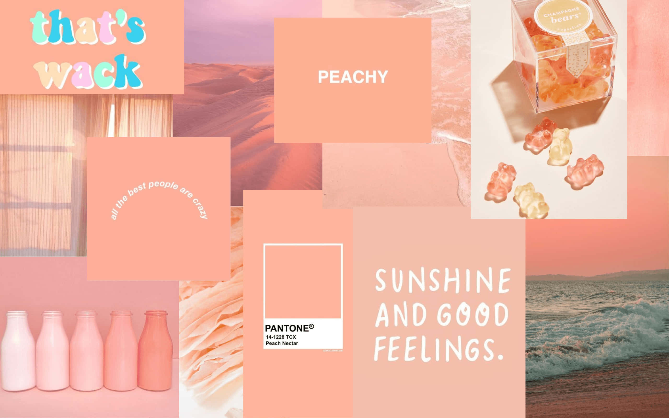 peach-toned, gummy bears, milk bottles, 2K Desktop Wallpaper