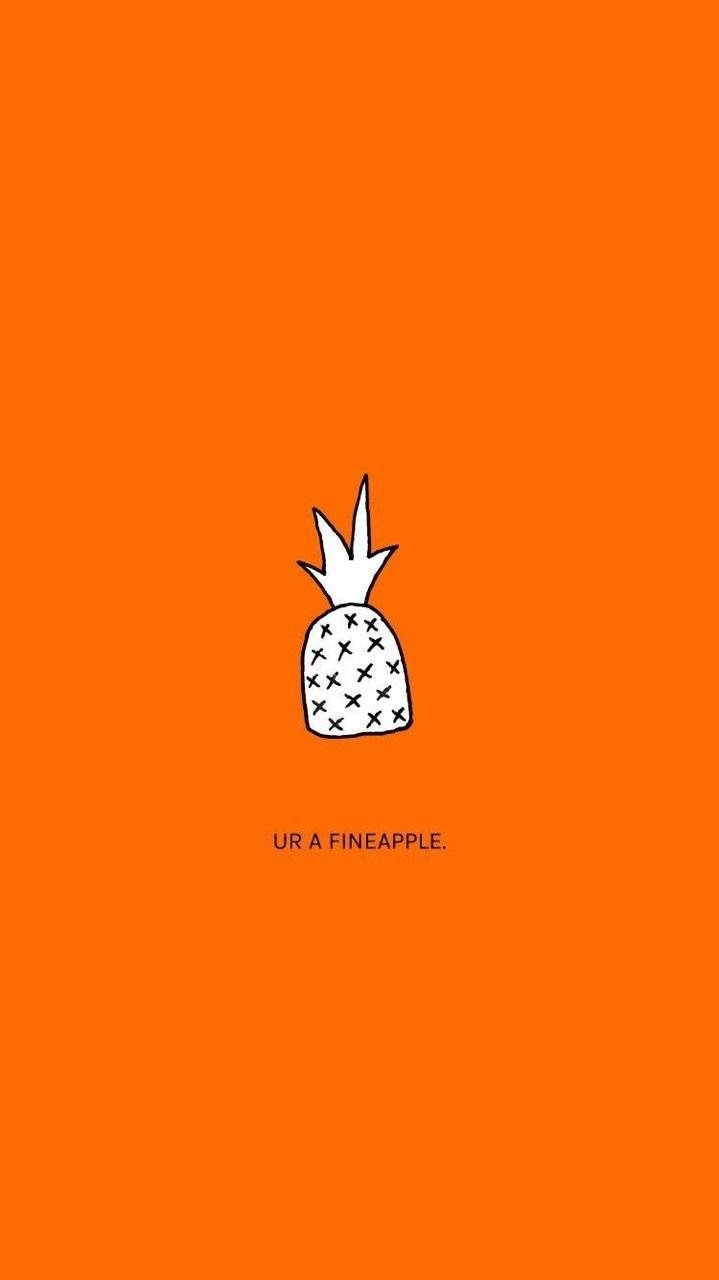 White Pineapple Art, Orange Phone, solid orange background, HD Phone Wallpaper