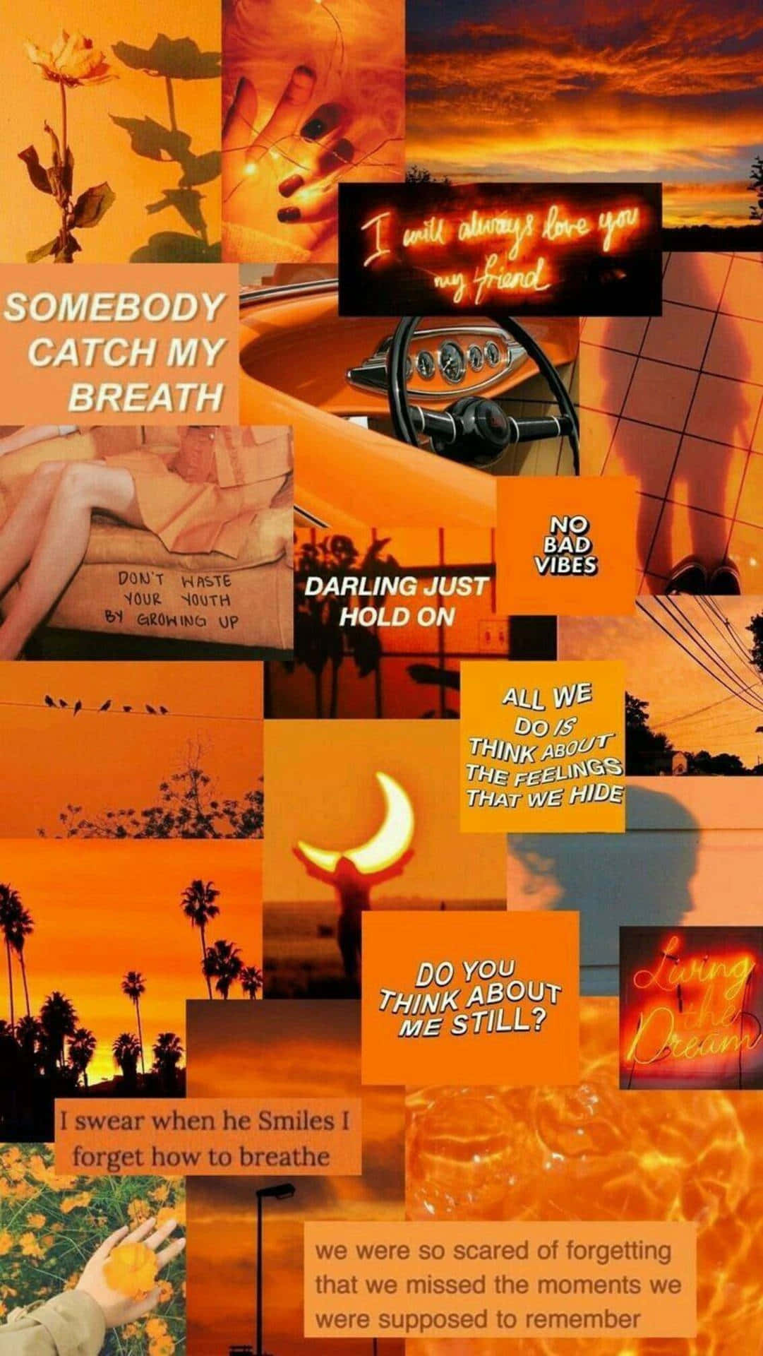 Orange Aesthetic Phone, sunset scenes, handwritten quotes, Full HD Phone Wallpaper