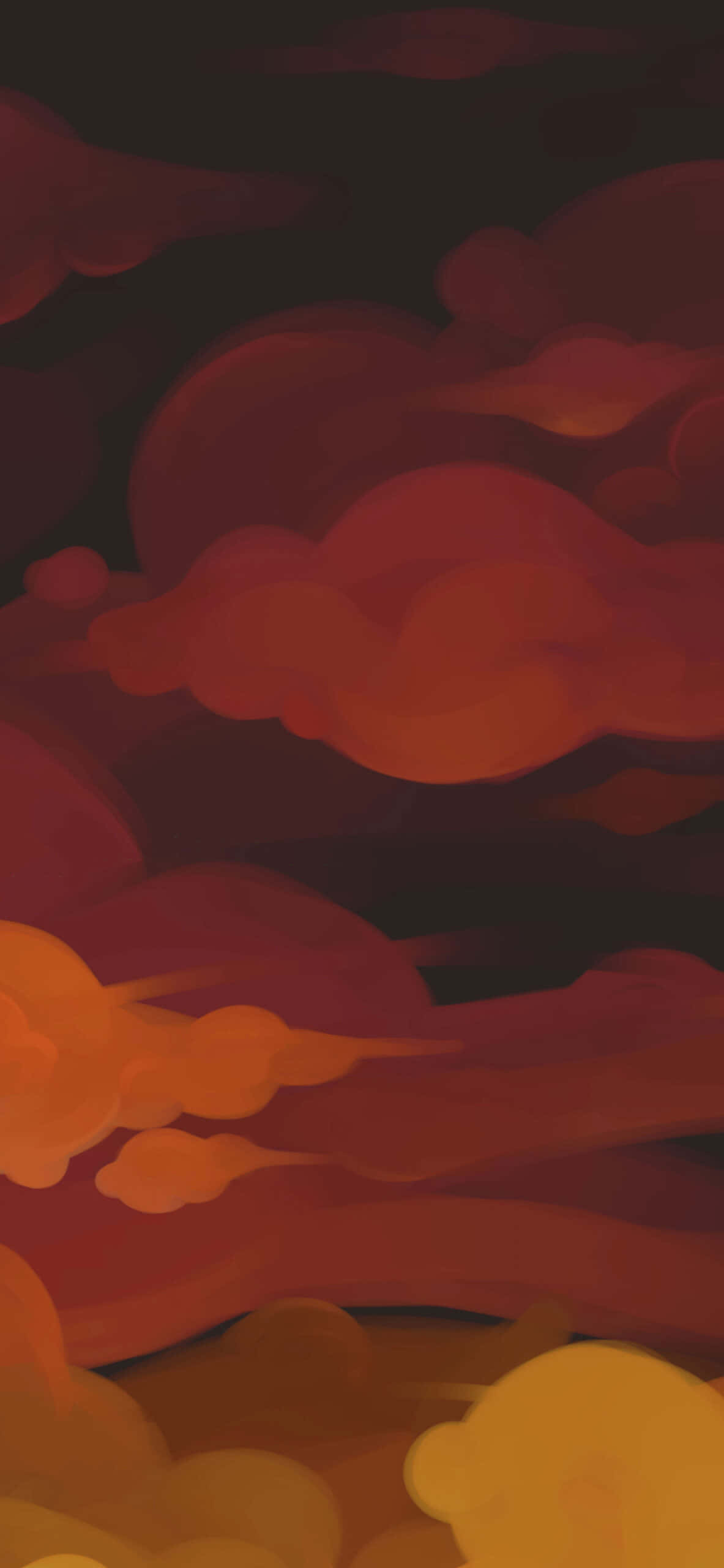 Orange Aesthetic, Dark Clouds Painting, fiery reds oranges and yellows, 2K Phone Wallpaper