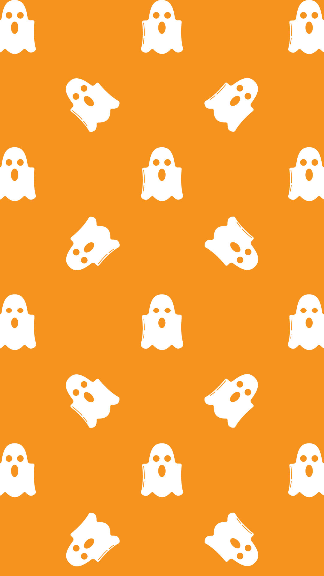 Orange Phone, cute ghosts, white cartoon ghosts, Full HD Phone Wallpaper