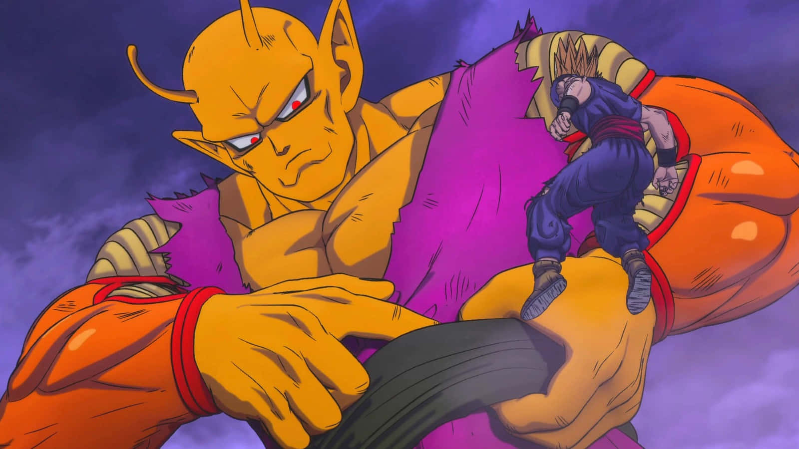 Orange Piccolo, anime villain, red eyes, HD Desktop Wallpaper