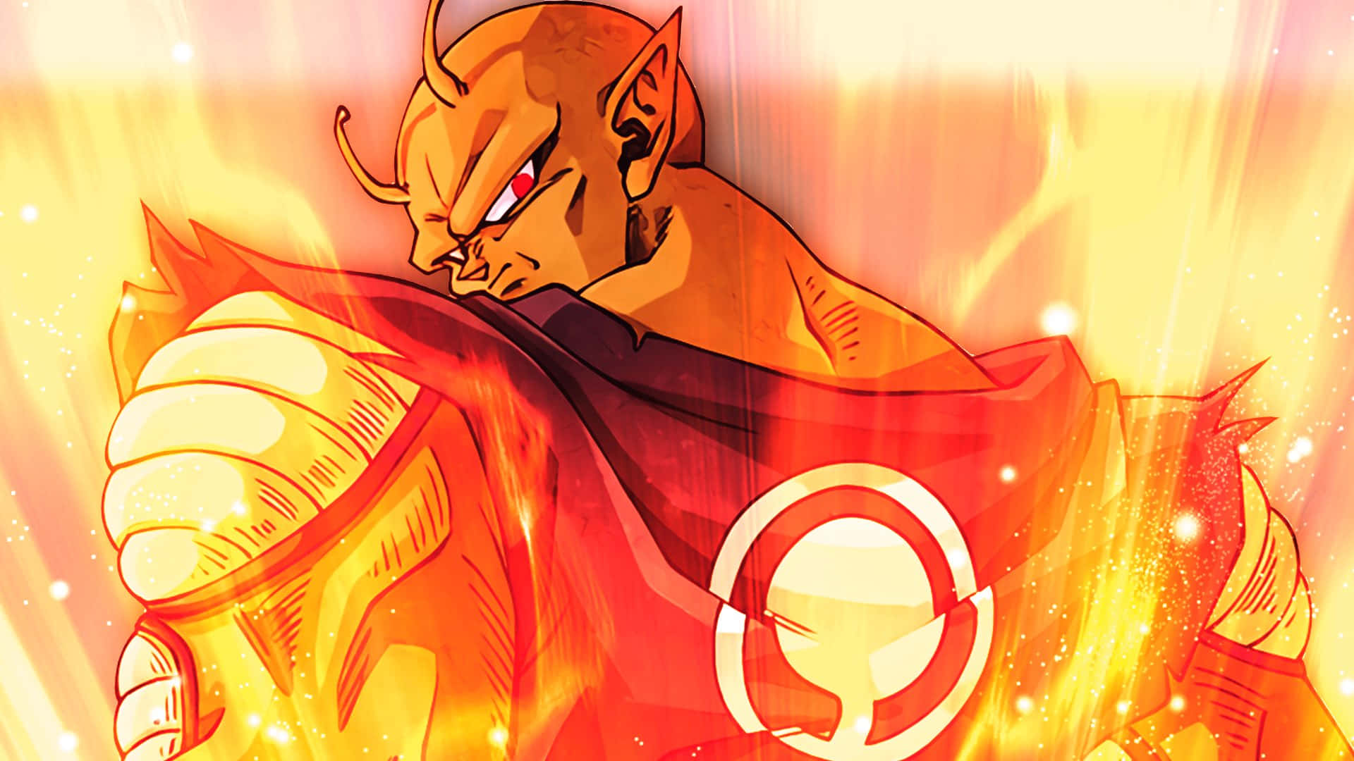 Fiery Orange Piccolo, red eyes, horns, Full HD Desktop Wallpaper