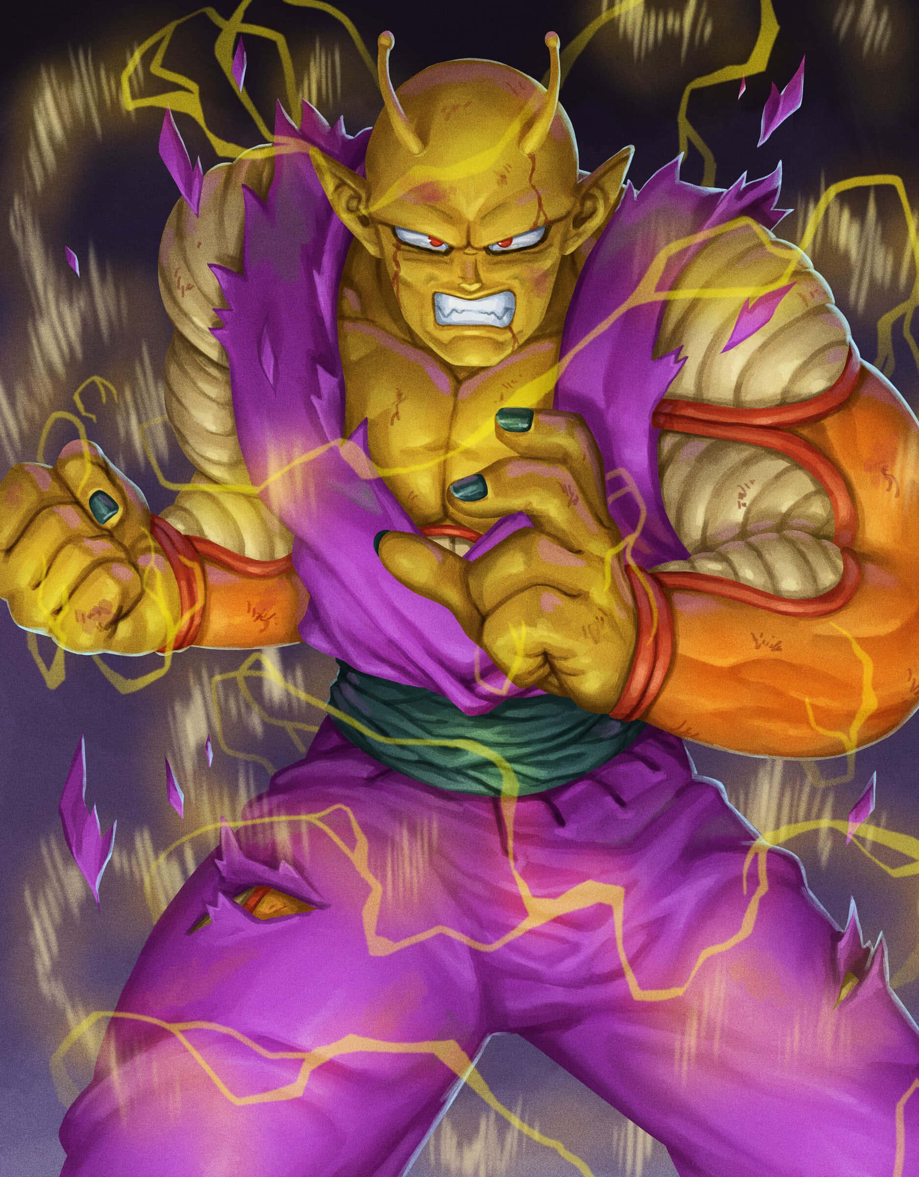 Orange Piccolo, golden-skinned, purple gi, Full HD Phone Wallpaper