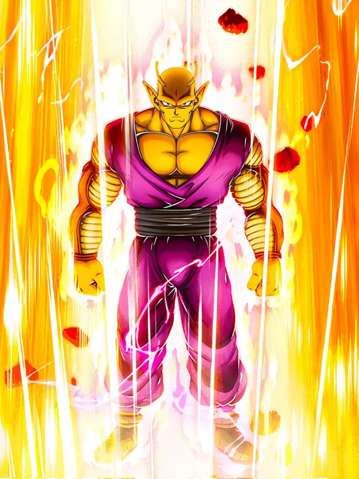 Fiery Orange Piccolo, golden-skinned anime warrior, purple gi, HD Phone Wallpaper