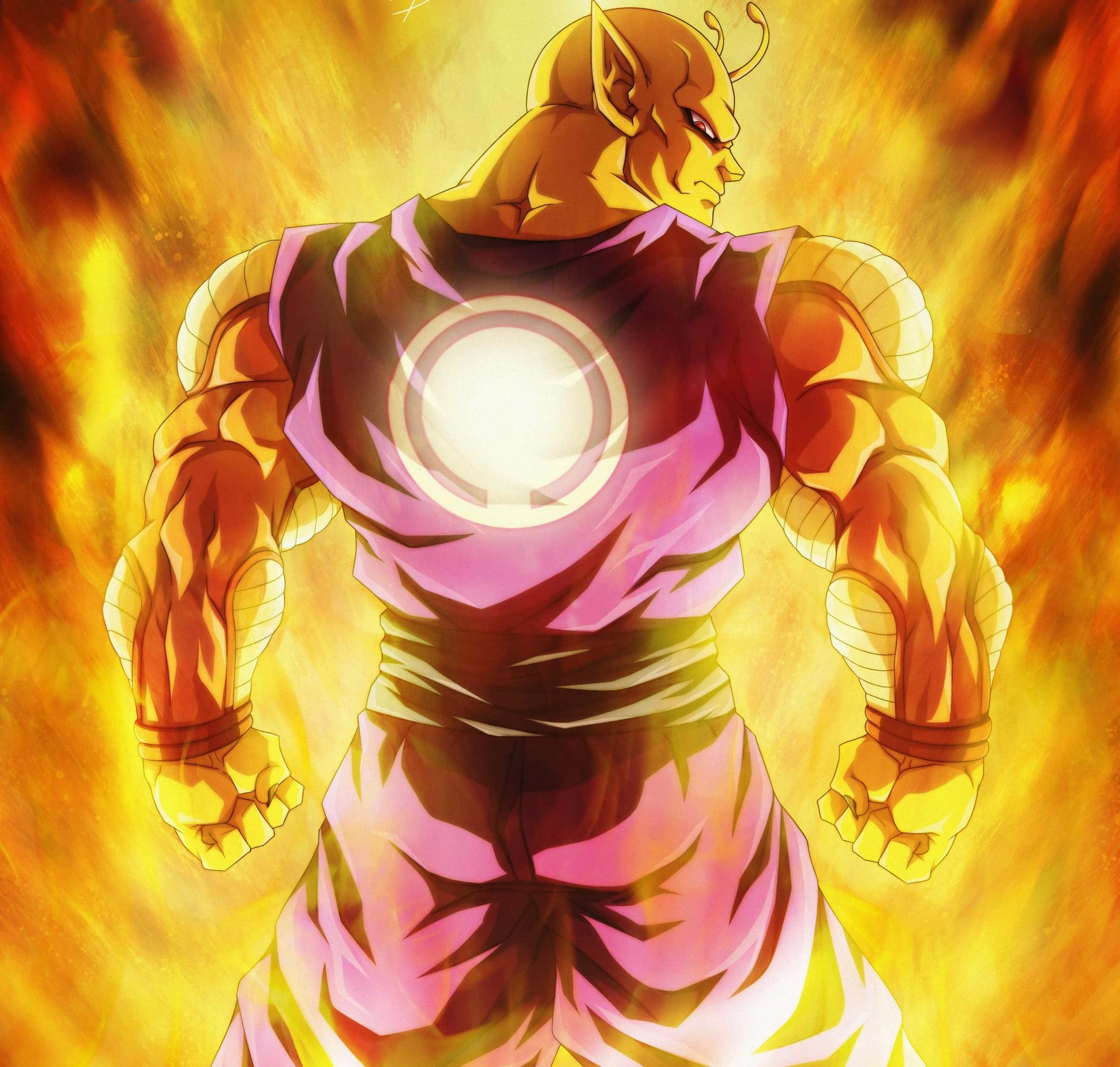 Fiery Orange Piccolo, muscular anime character, horns, Full HD Desktop Wallpaper