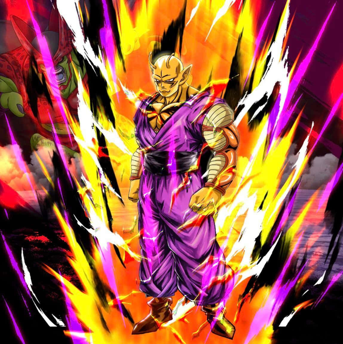 Fiery Orange Piccolo, bald horned warrior, purple gi, SD Phone Wallpaper